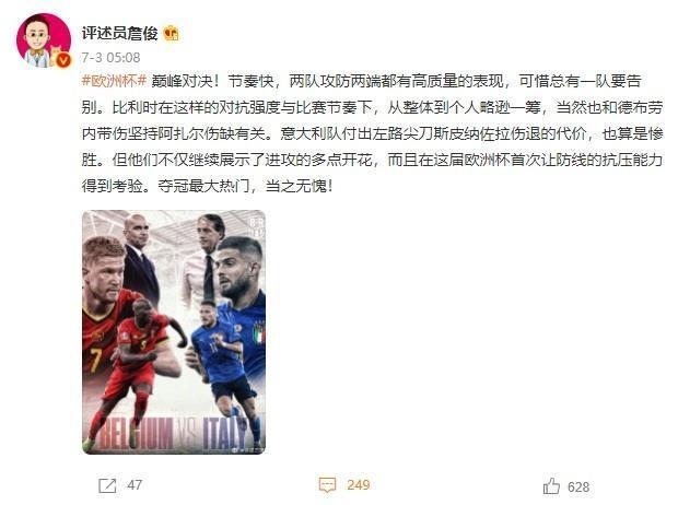 詹俊：巅峰对决！意大利无愧于夺冠最大热门之名