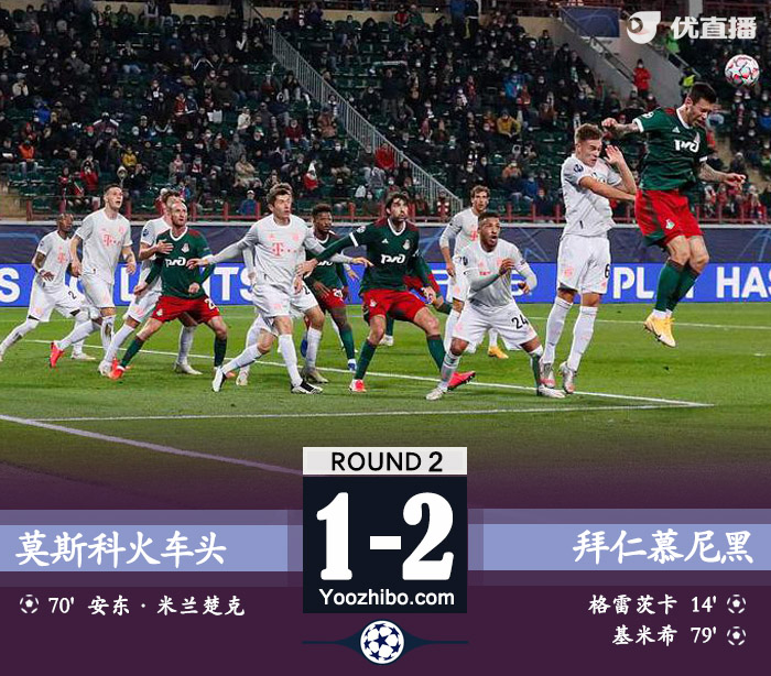 欧冠简报：拜仁2-1莫斯科火车头 格雷茨卡破门基米希世界波