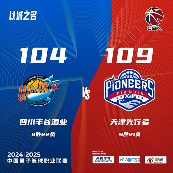 天津109-104力克四川 林庭谦32+9+7&末节18分 亨特39+9+10