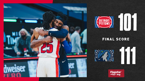 NBA简报:森林狼111-101逆转活塞 唐斯22+10+7