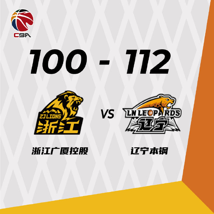 辽宁112-100力克广厦 郭艾伦35+12 孙铭徽32+11+10失误