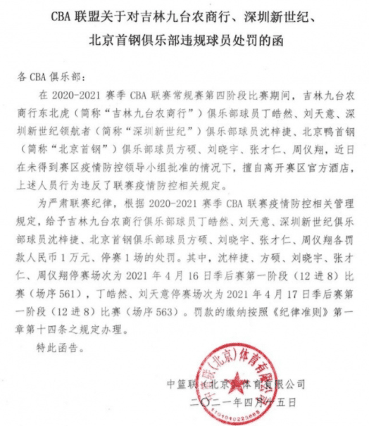 沈梓捷方硕等7人被禁赛!苏群反对:CBA太保守,球员也是人